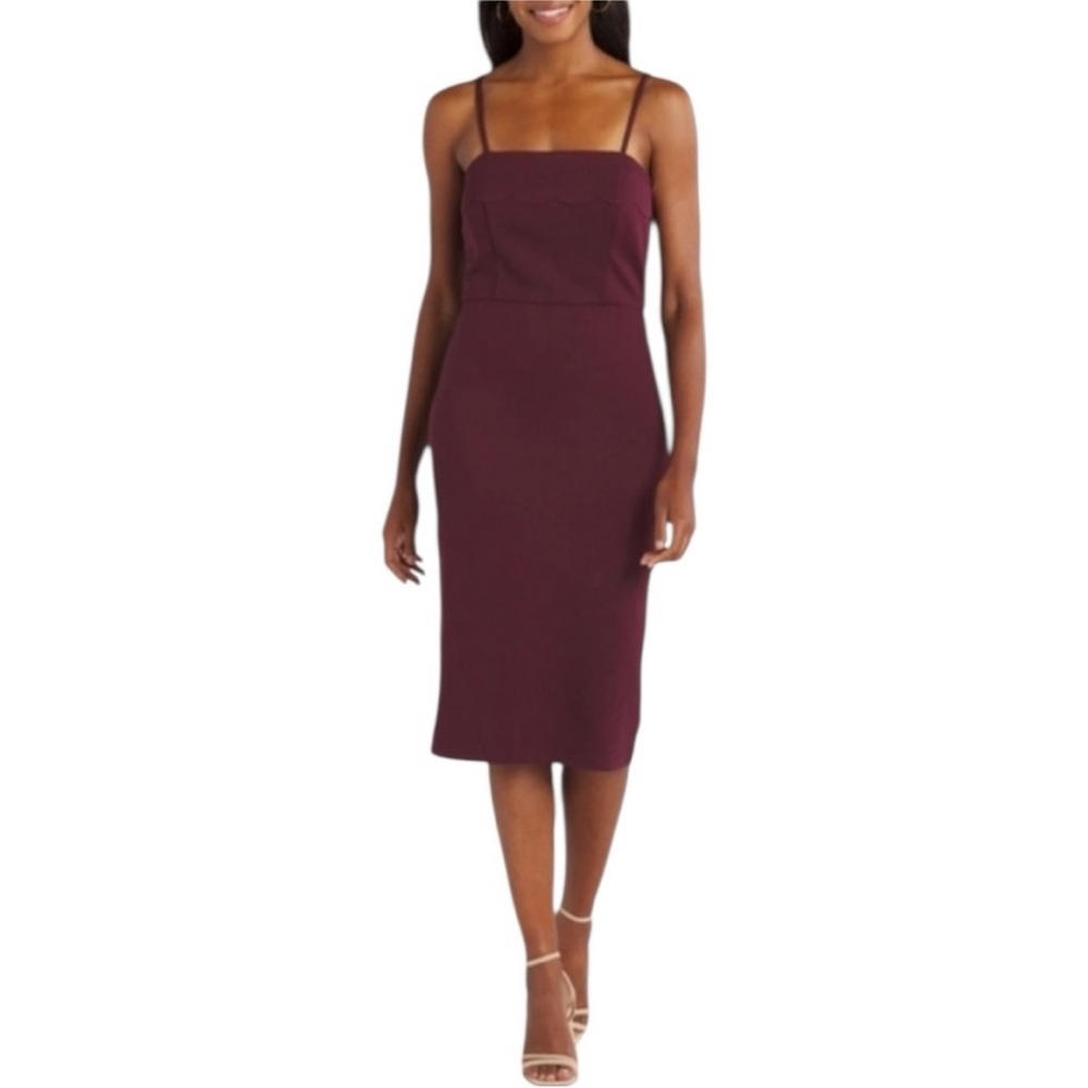 Nine Britton Arianca Merlot Midi Dress Sleeveless size 2X Scallop Trim NWT